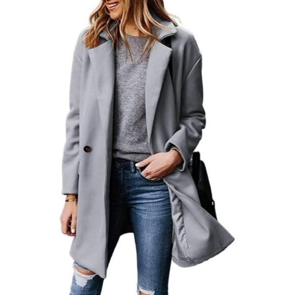 Women's Z-grey Zeagoo Winter Trench Coat Faux Fur Lapel Double Breasted - Picture 1 of 4